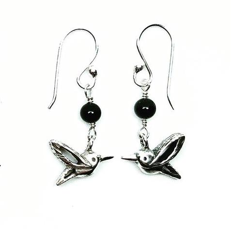 Aretes con piedras Colibrí perfil