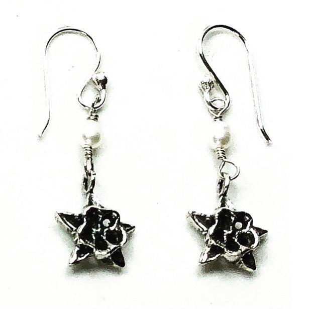 Aretes con piedras flor aquilegia