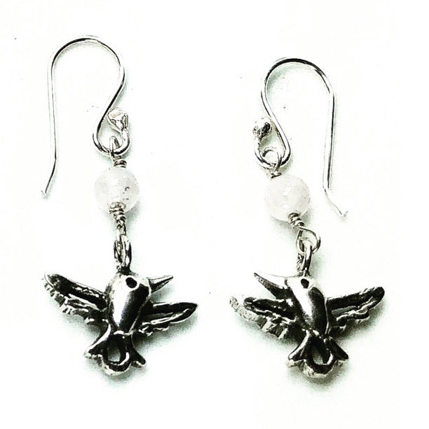 Aretes con piedras Colibrí alas abiertas